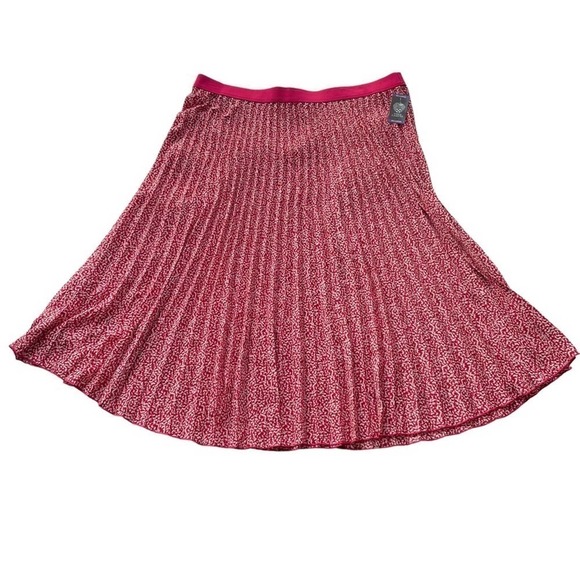 Vince Camuto Pleated Midi Skirt Pink Red Ivory White XL XXL Floral Workwear - Picture 2 of 8